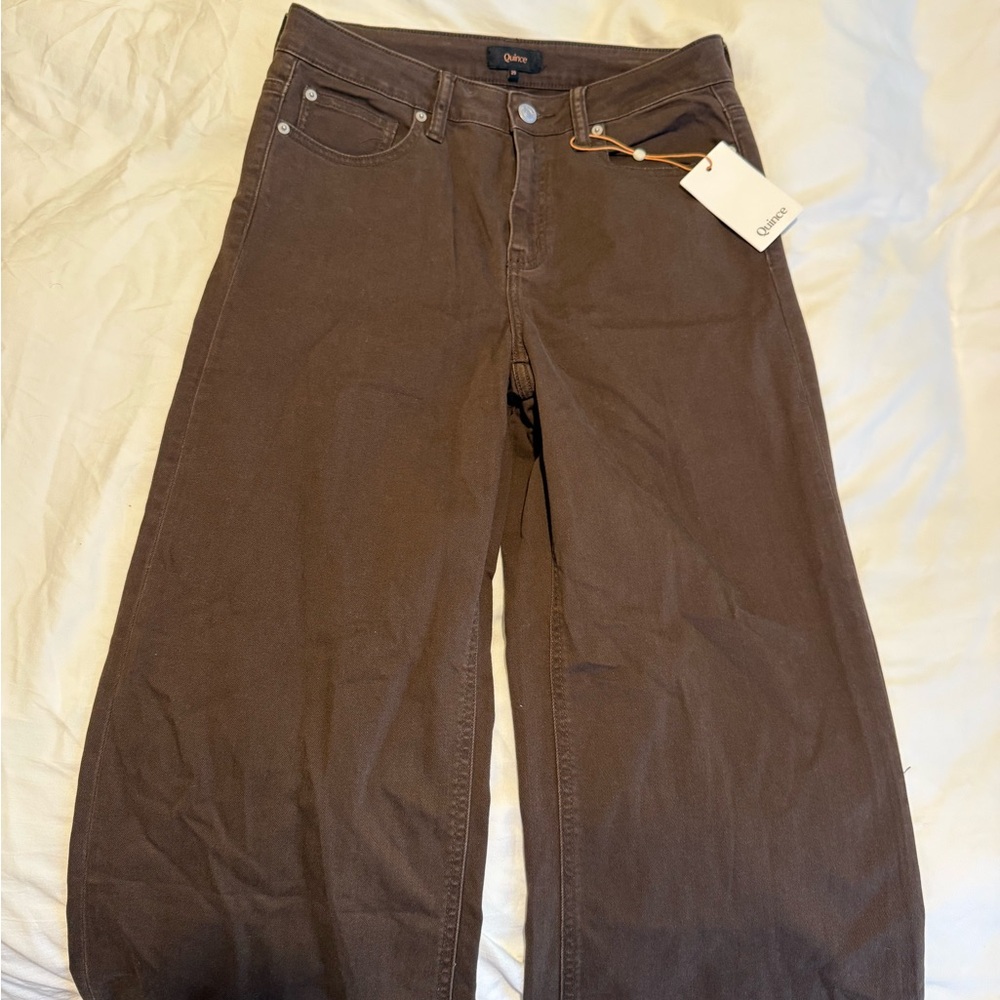 Quince Brown Wide-Leg Pants